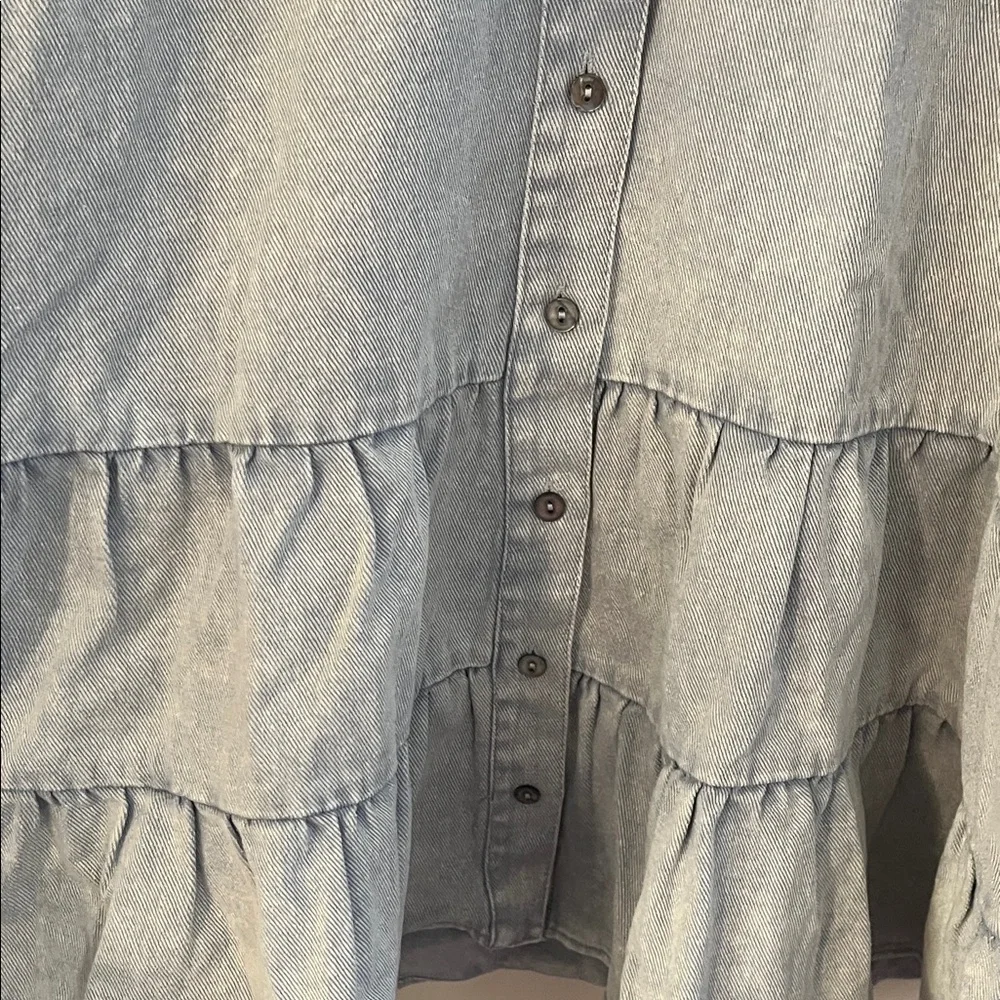 She + Sky Light Blue Denim Button-Up Shirt Dress - Picture 4 of 6